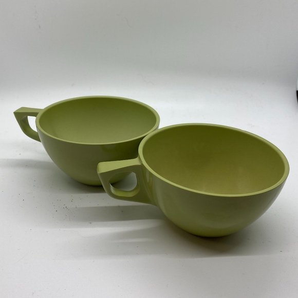 Vintage Sun-Valley Green Melmac Coffee Cups (2)